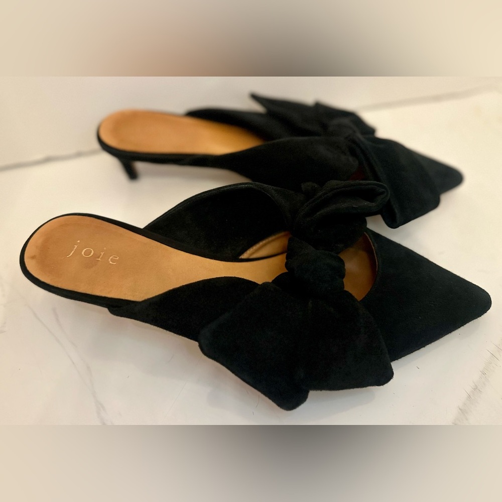Joie Black Suede Mules with Bow - FINAL PRICE